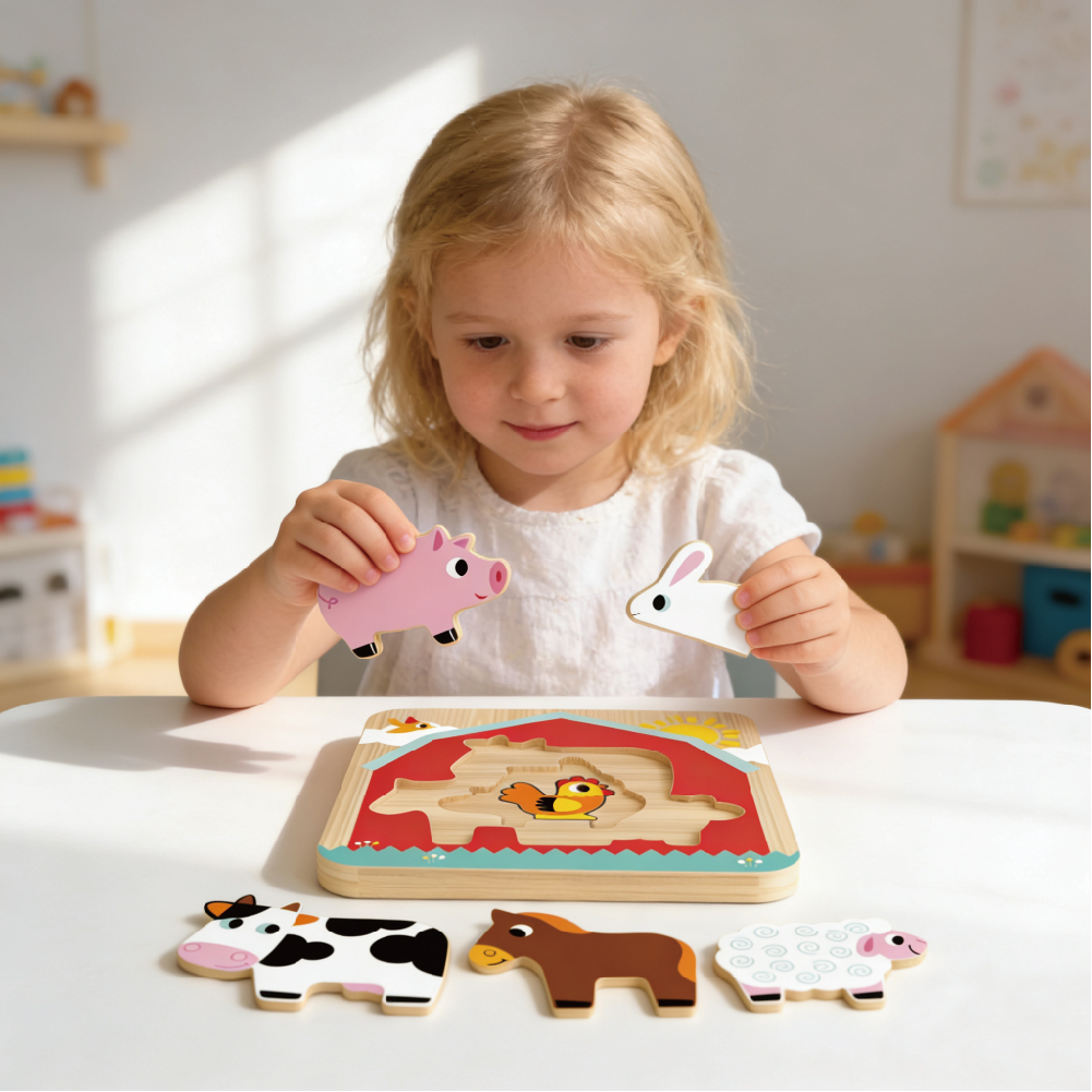Children's Wooden Puzzle Toy Creative Multi-layer Farm Animal Puzzle Toy