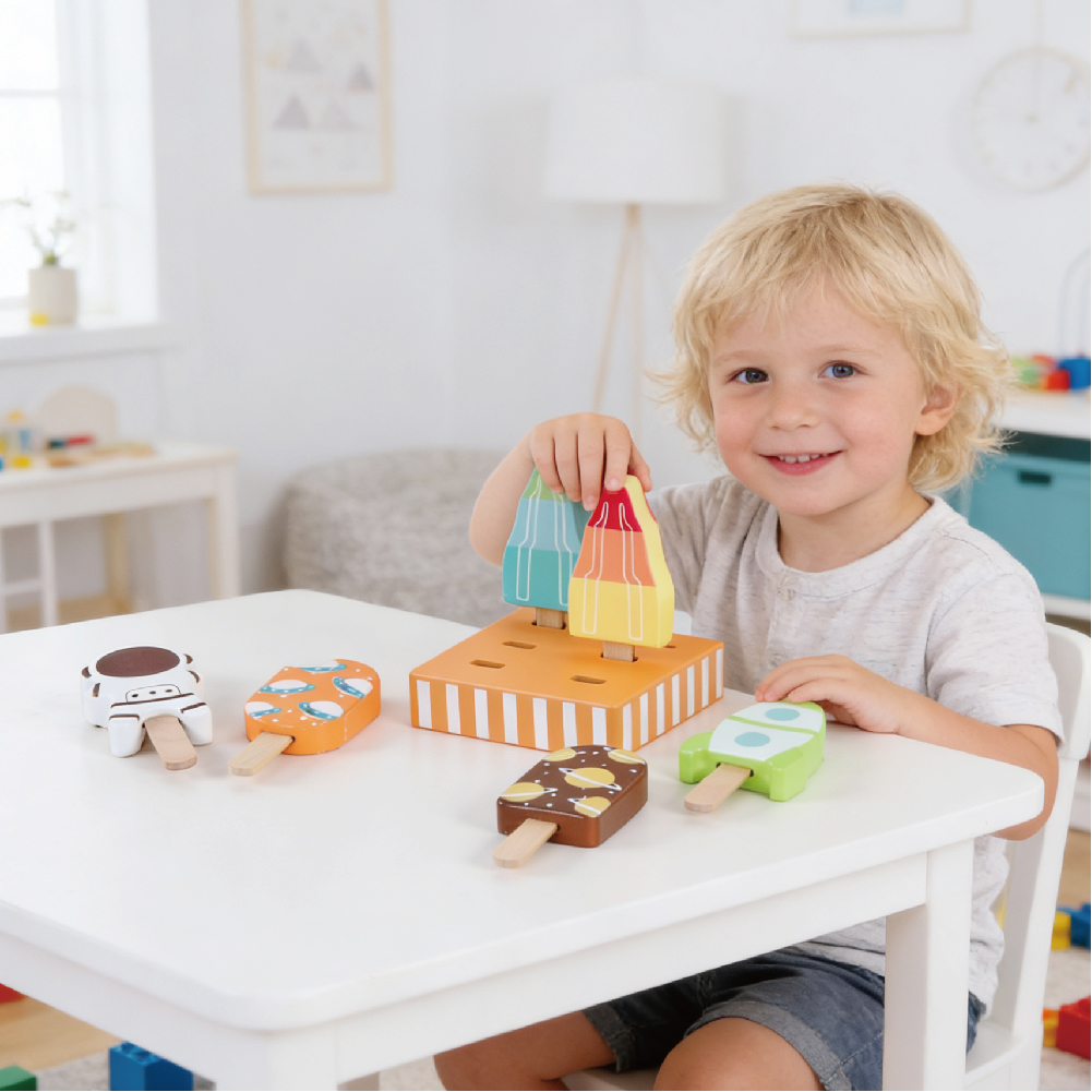 Wooden simulation summer ice cream set children's play house building blocks