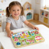 Wooden castle 3D puzzle Educational Montessori matching game learning toys