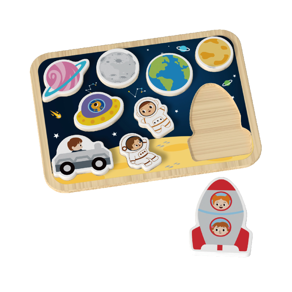 Wooden space 3D puzzle Montessori children's multi-shaped puzzle Animal matching game toys - Image 2