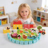 Wooden Farm Building Blocks Set Toy Children's Puzzle Building Blocks Stacking Exercise Fine Motor and Imagination