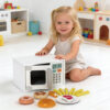 Wooden microwave oven kitchenware set, role-playing children's house dessert baking, fun educational toys