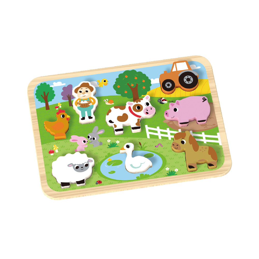 Wooden farm 3D puzzle Children's cartoon farm Educational Montessori matching game learning toys - Image 3