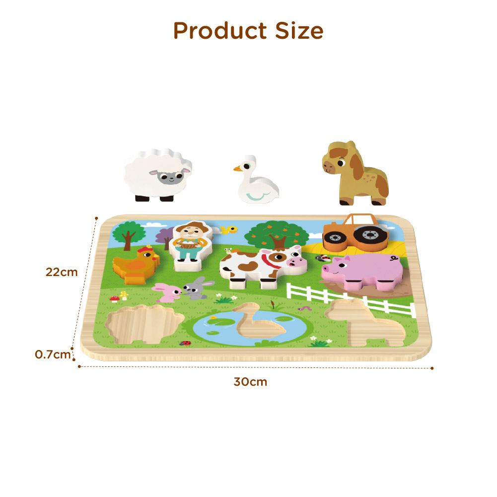 Wooden farm 3D puzzle Children's cartoon farm Educational Montessori matching game learning toys - Image 4