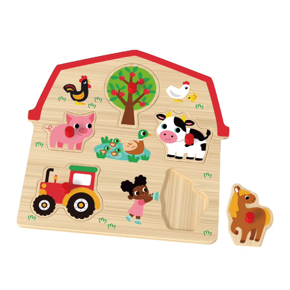 Wooden farm hand grip board puzzle Wooden 3D puzzle peg puzzle Montessori game toys - Image 2