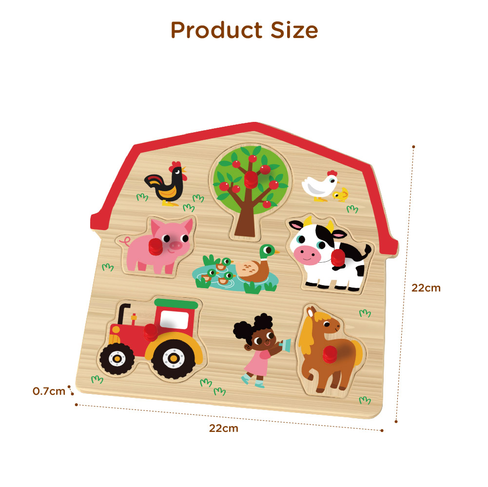 Wooden farm hand grip board puzzle Wooden 3D puzzle peg puzzle Montessori game toys - Image 3