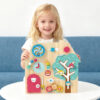 Wooden activity busy board sensory beaded wire maze animal and gear building blocks children's educational toys