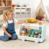 Wooden spoon and mini wooden ice cream cart toy role play game