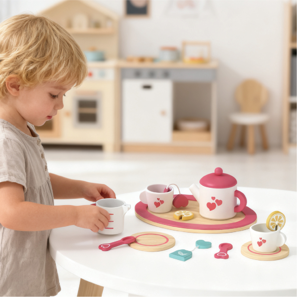 Wooden Afternoon Tea Dessert Set Children's Toy Educational Role Play Tea Party Set