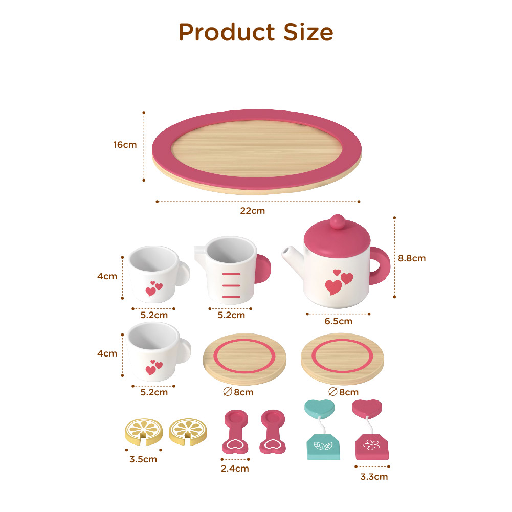 Wooden Afternoon Tea Dessert Set Children's Toy Educational Role Play Tea Party Set - Image 3