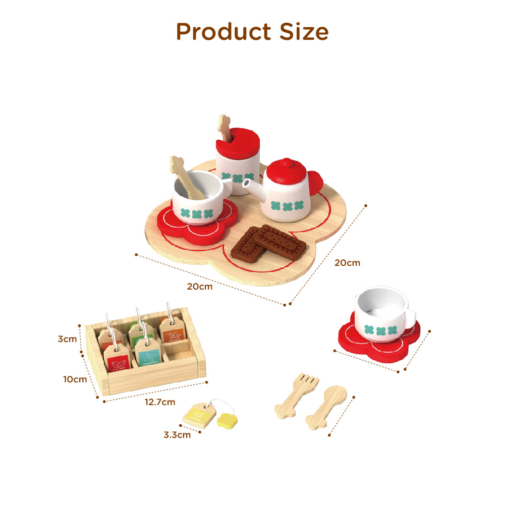 Wooden Afternoon Tea Set Children's Toys Educational Role Play Tea Party Set - Image 3