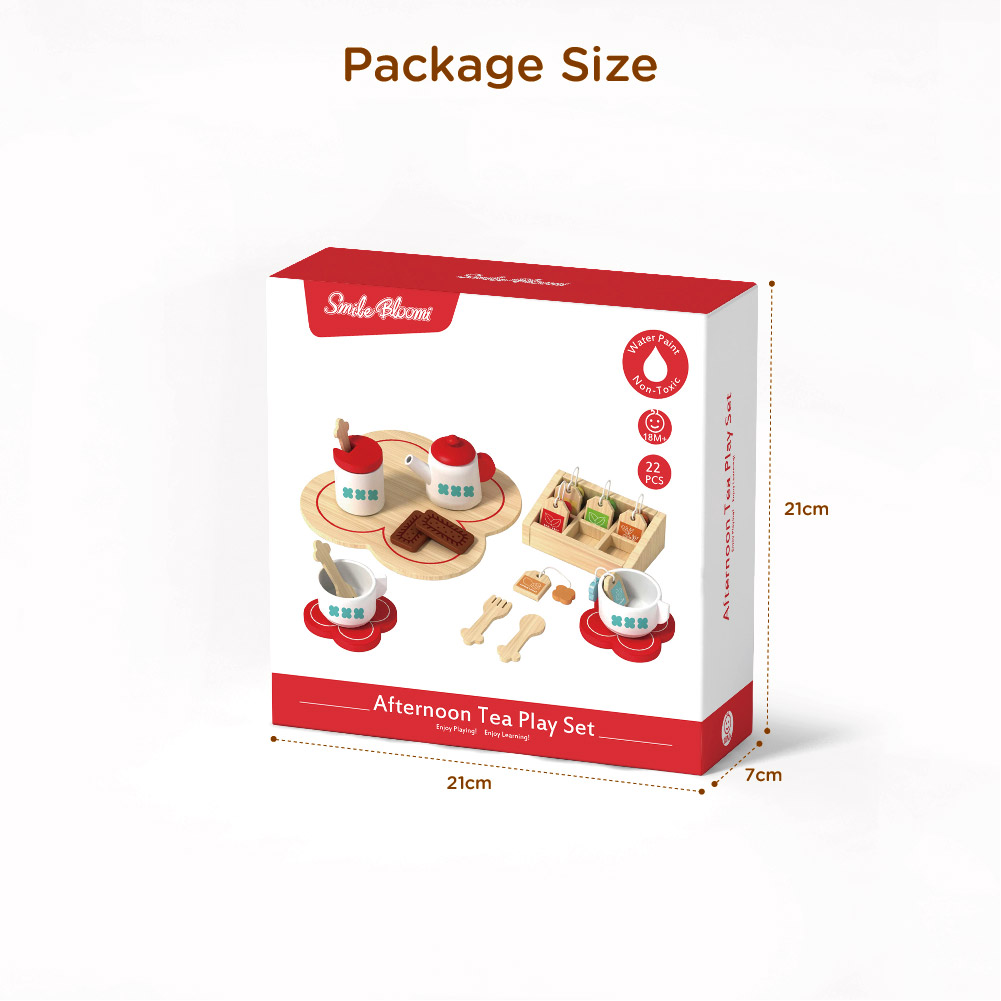 Wooden Afternoon Tea Set Children's Toys Educational Role Play Tea Party Set - Image 4