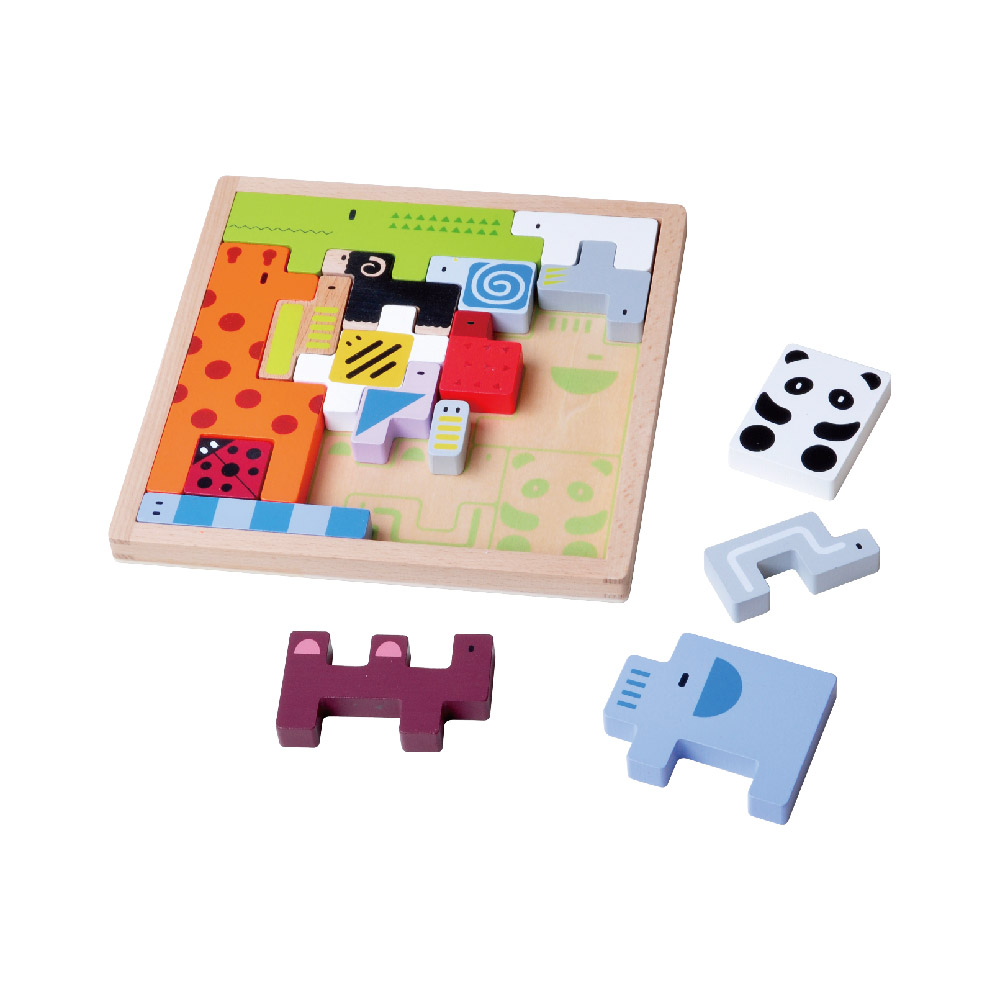 Wooden animal stacking rack creative stacking building block puzzle early education educational toys
