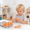 Kids Food Play Children Simulation Game 6 Pcs Wooden Eggs Set Toy with Pulp Box