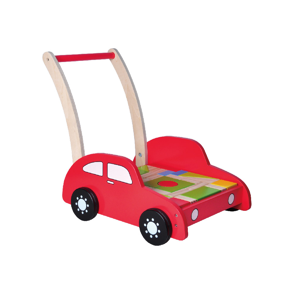 Children's wooden building block walker Multifunctional stroller Suitable for children's hand-eye coordination and creative stacking