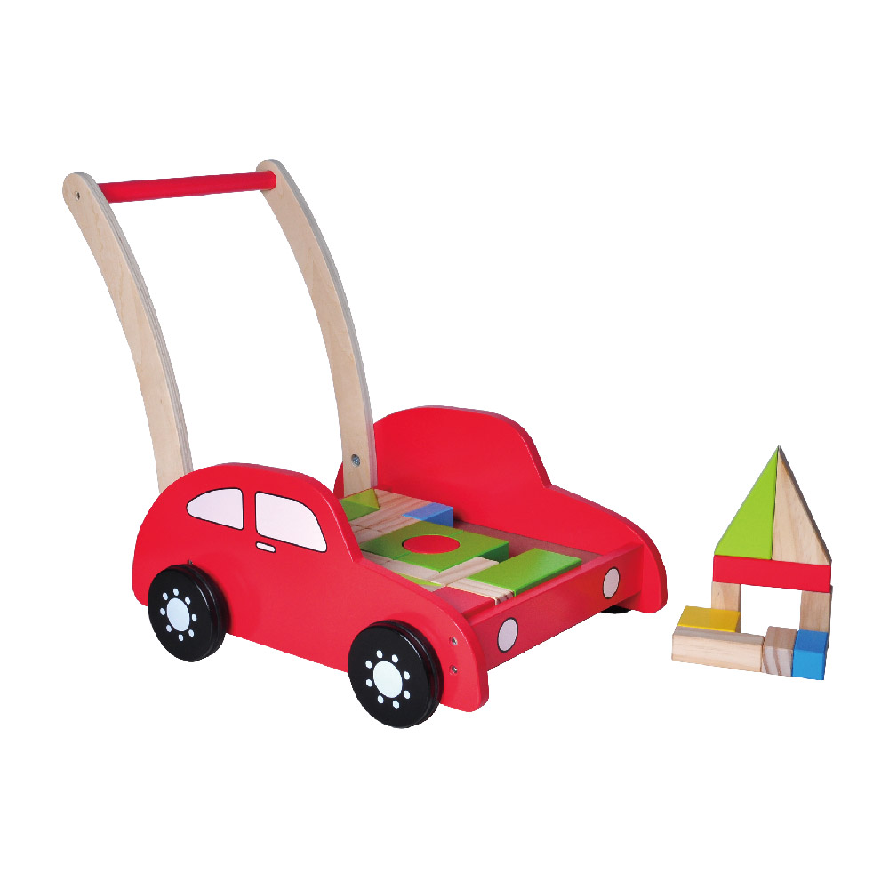 Children's wooden building block walker Multifunctional stroller Suitable for children's hand-eye coordination and creative stacking - Image 2