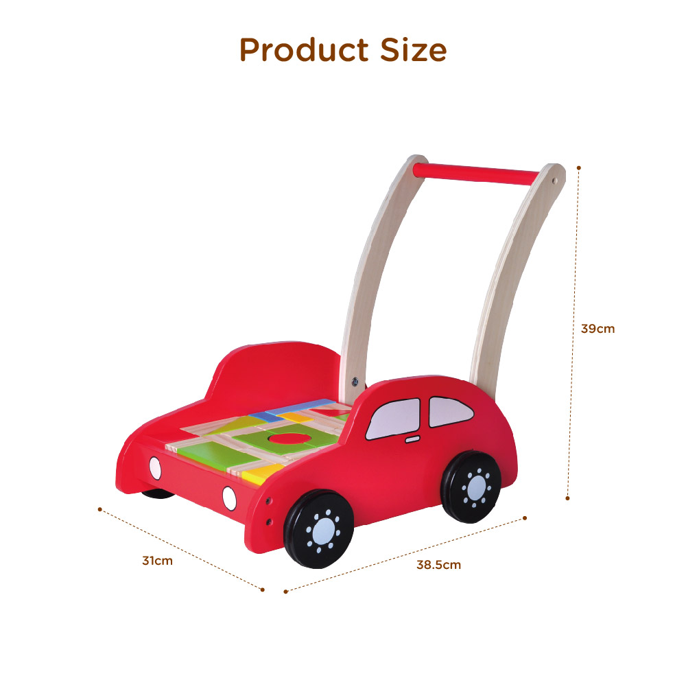 Children's wooden building block walker Multifunctional stroller Suitable for children's hand-eye coordination and creative stacking - Image 3