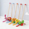 Wooden rabbit push rod toys, children's educational push and pull walking toys, develop motor skills