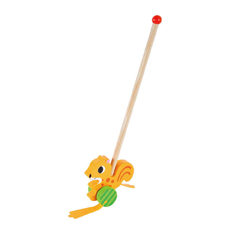 Wooden squirrel push rod toys, children's educational push and pull walking toys, develop motor skills - Image 3