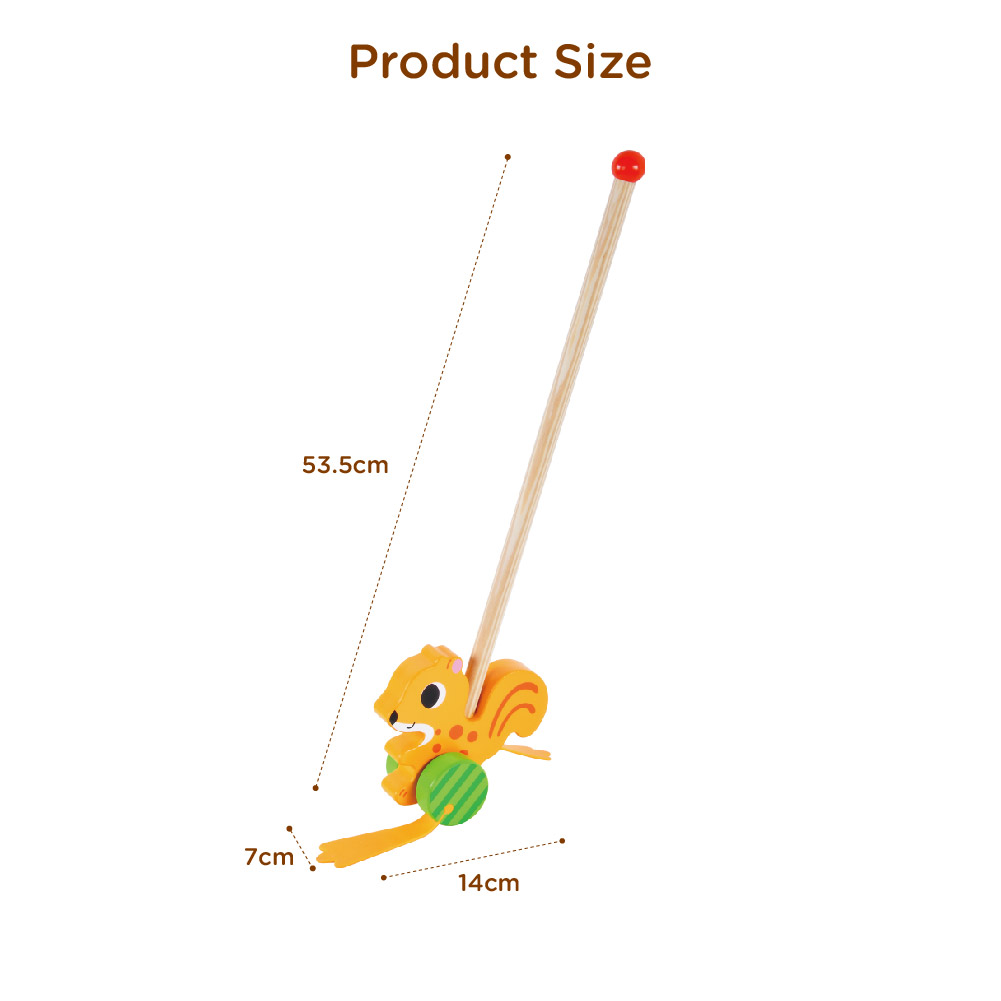 Wooden squirrel push rod toys, children's educational push and pull walking toys, develop motor skills - Image 4