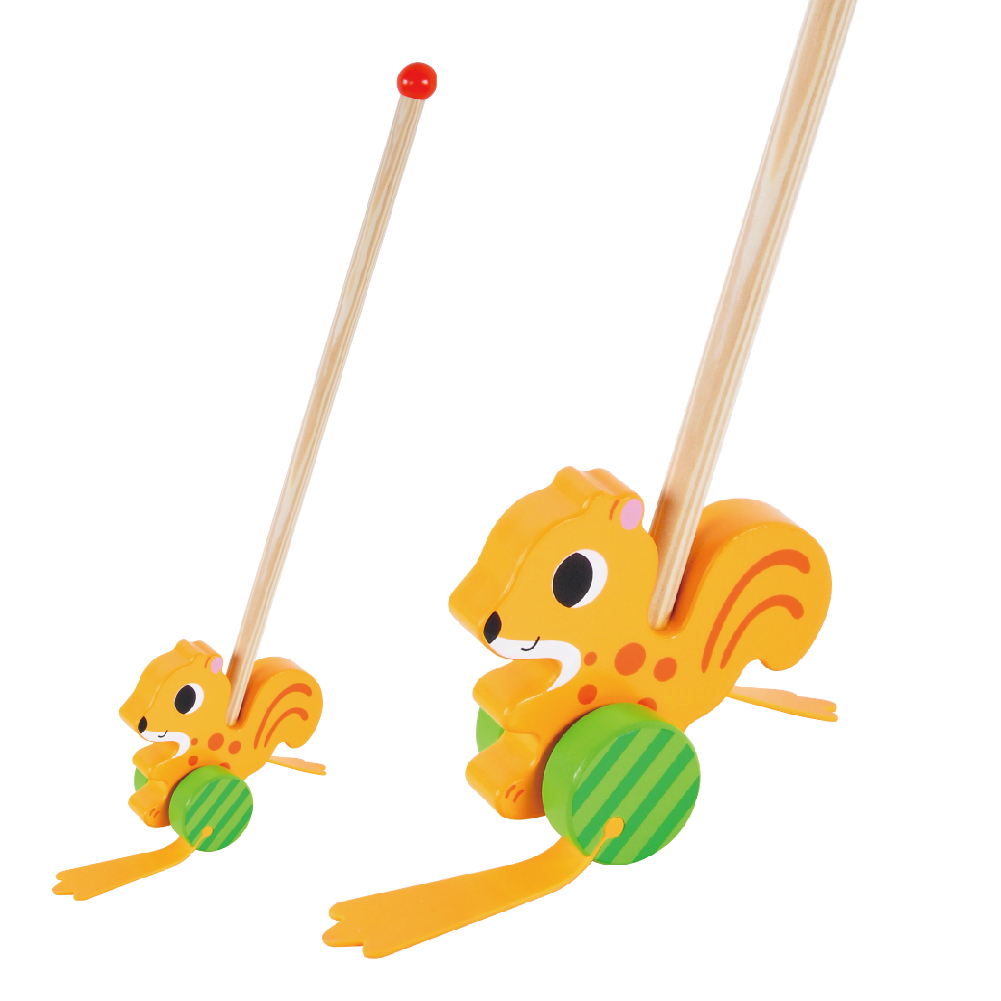 Wooden squirrel push rod toys, children's educational push and pull walking toys, develop motor skills - Image 2