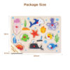 Montessori Children's Toys Cartoon Sea Life Animals Wooden Grab Board DIY Education Wooden Peg Puzzle