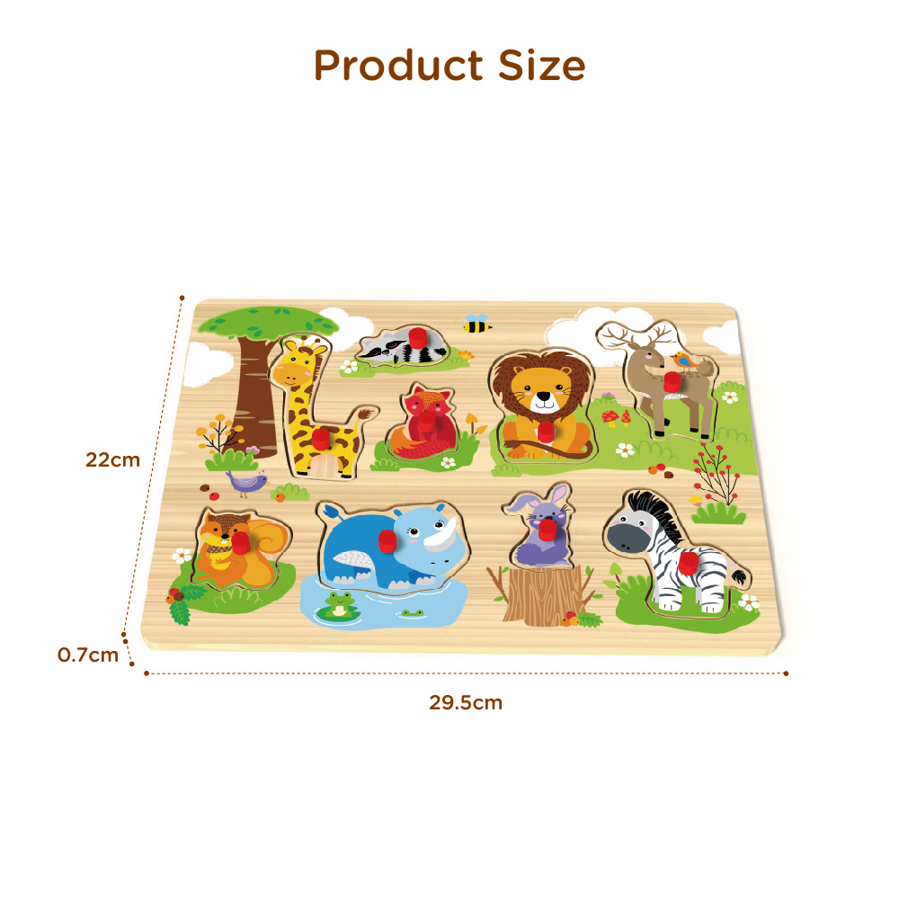 Montessori Children's Toys Cartoon Forest Animals Wooden Grab Board DIY Education Wooden Peg Puzzle - Image 2