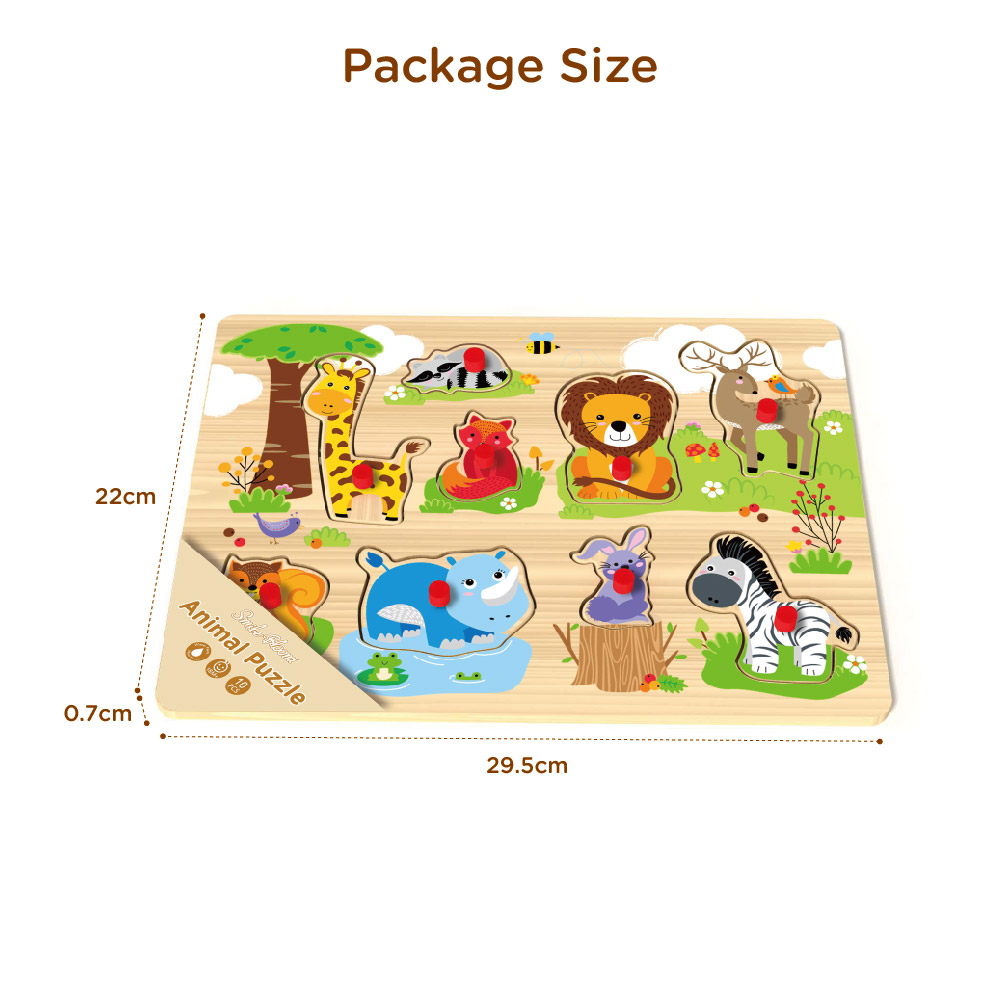 Montessori Children's Toys Cartoon Forest Animals Wooden Grab Board DIY Education Wooden Peg Puzzle - Image 3