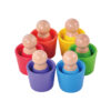 Color Sorting Classification Cup Wooden Peg Dolls in Cups Preschool Learning Education Fine Motor Skill Toy for Toddler