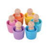 Color Sorting Classification Cup Wooden Peg Dolls in Cups Preschool Learning Education Fine Motor Skill Toy for Toddler