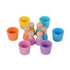 Color Sorting Classification Cup Wooden Peg Dolls in Cups Preschool Learning Education Fine Motor Skill Toy for Toddler