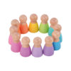Wooden Rainbow Building Block Set Educational Peg Doll Toy with Color Sorting Game