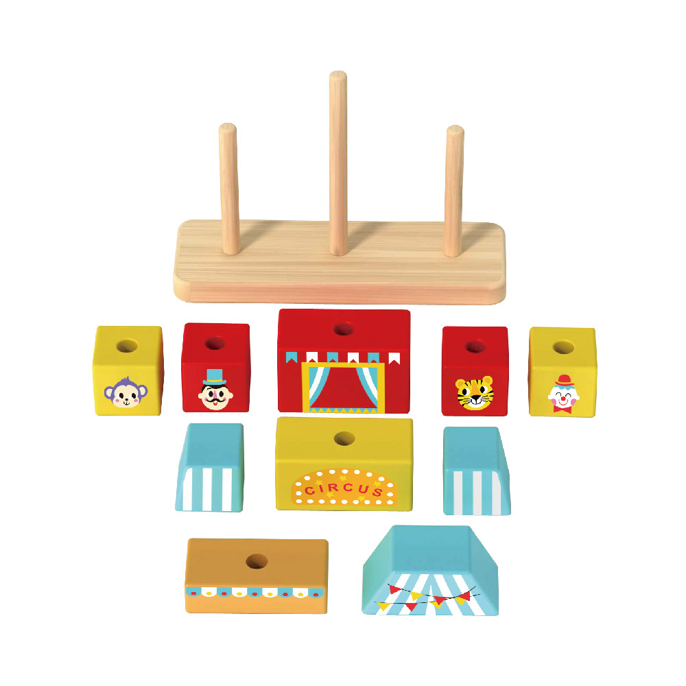 Wooden building block stacking Creative circus building block toys Children's sorting and stacking puzzle games Suitable for preschool children - Image 2