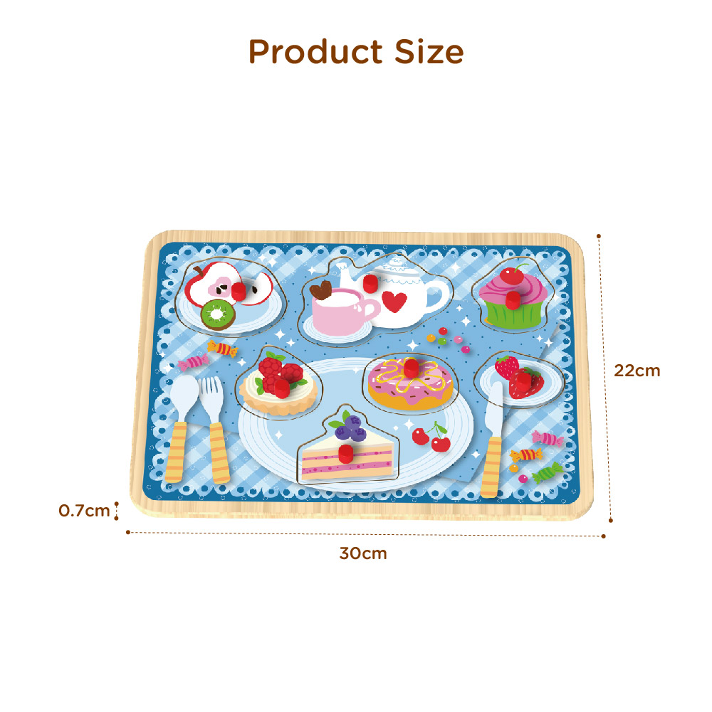 Montessori Early Education Wooden Afternoon Tea Puzzle 3d Wooden Jigsaw Puzzle Game for Kids - Image 2