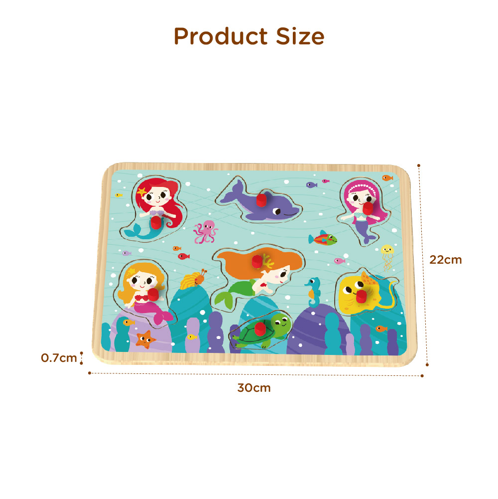 Early Education Montessori Colorful Wooden Mermaid Jigsaw Anima 3d Wooden Puzzle Game for Kids - Image 3