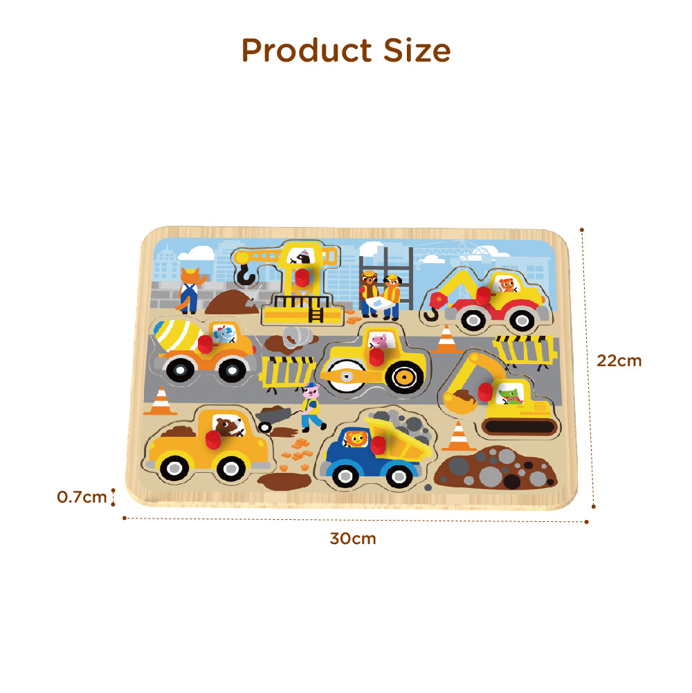 Montessori Early Education Wooden Engineering Vehicle Jigsaw Puzzle 3d Wooden Jigsaw Puzzle Game for Kids - Image 2
