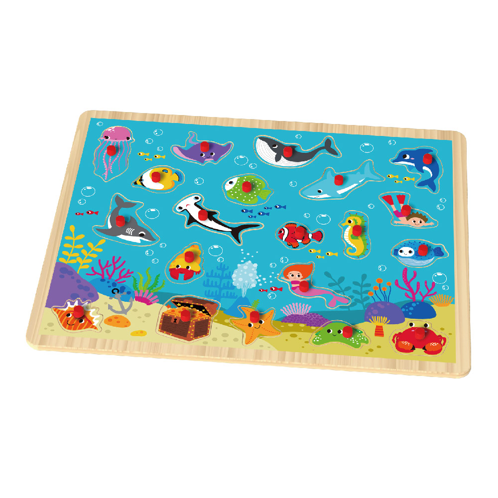 Play Pieces Toy Toddler Wooden Marine Organism Sealife Animal Puzzle
