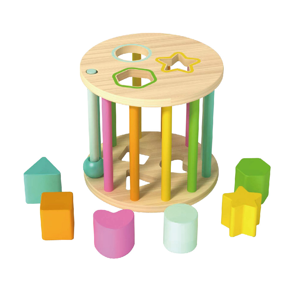 Wooden geometric shape building block box, Montessori children's educational shape recognition grasping ability training toys