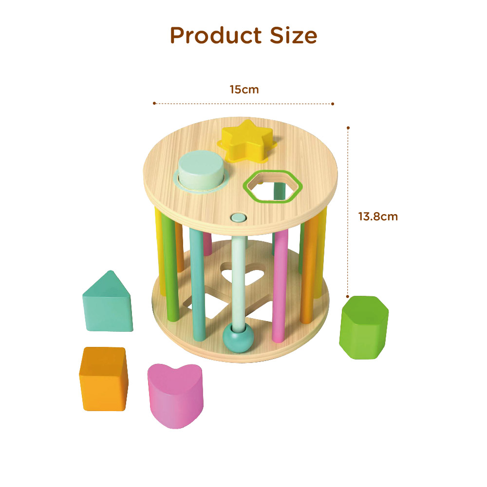 Wooden geometric shape building block box, Montessori children's educational shape recognition grasping ability training toys - Image 3