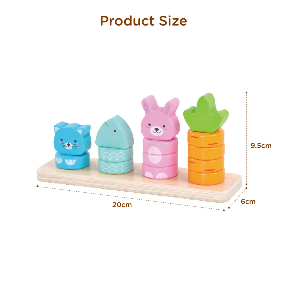 Wooden geometric shape building blocks, animal color matching stacking and classification toys suitable for early education intelligence matching games - Image 3