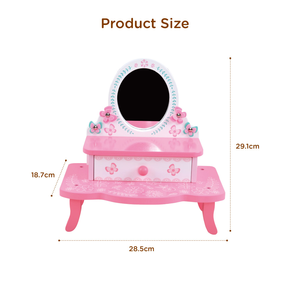 Wooden pink dressing table set role play learning girl cosmetics toys - Image 5