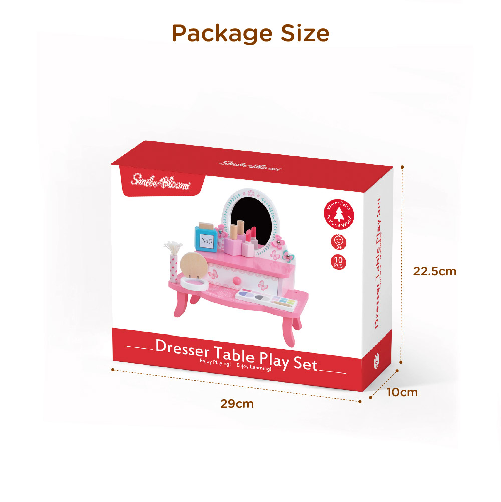 Wooden pink dressing table set role play learning girl cosmetics toys - Image 6