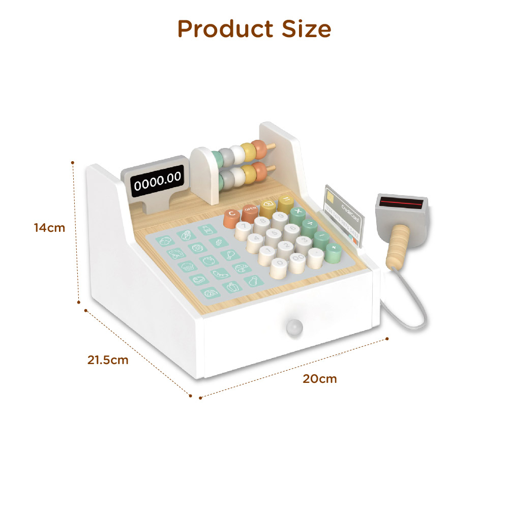Wooden early education pretend play toys simulation multifunctional supermarket cash register toy set - Image 3