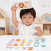 Wooden Letter Building Blocks Puzzle Game Educational Toy for Children Food Alphabet Matching Cards