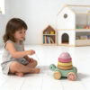 Wooden Turtle Pull Toy Educational Toy for Toddlers Crawling and Stacking Toys Push and Pull Wheels for Toddlers