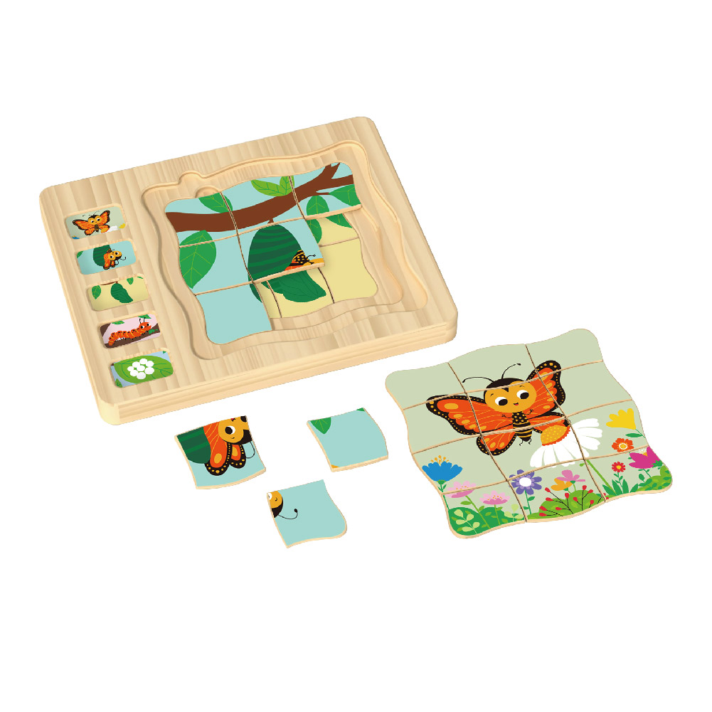 Wooden Montessori butterfly development puzzle Animal growth process creative toys Suitable for preschool children - Image 2