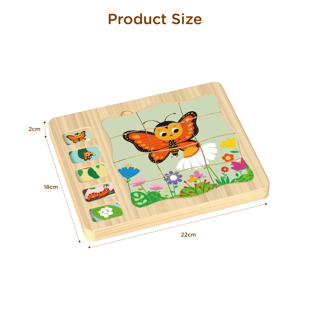 Wooden Montessori butterfly development puzzle Animal growth process creative toys Suitable for preschool children - Image 3