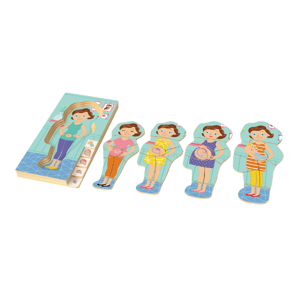 Human body pregnant multi-layer puzzle, children's early education puzzle, body cognition puzzle, wooden toys