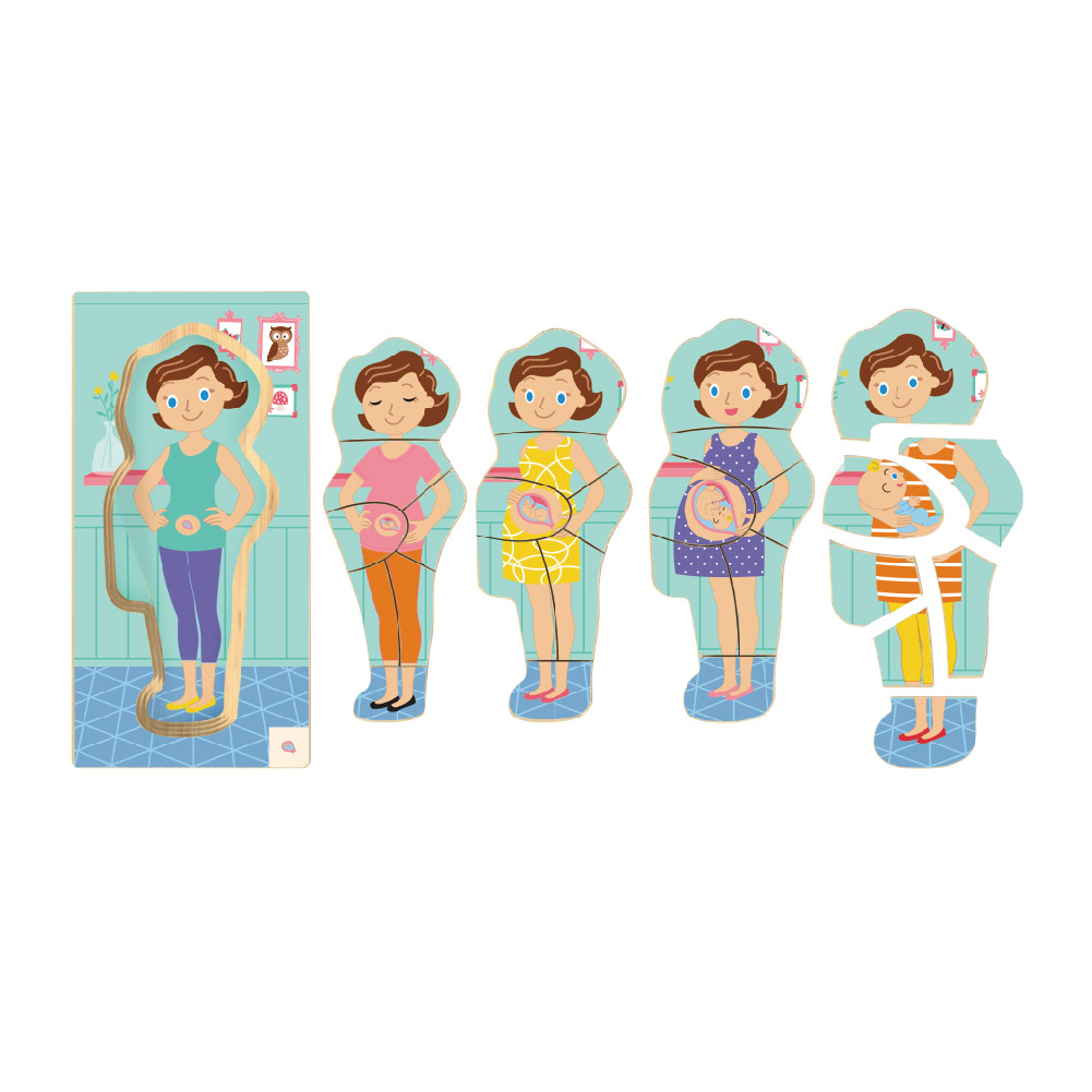 Human body pregnant multi-layer puzzle, children's early education puzzle, body cognition puzzle, wooden toys - Image 2
