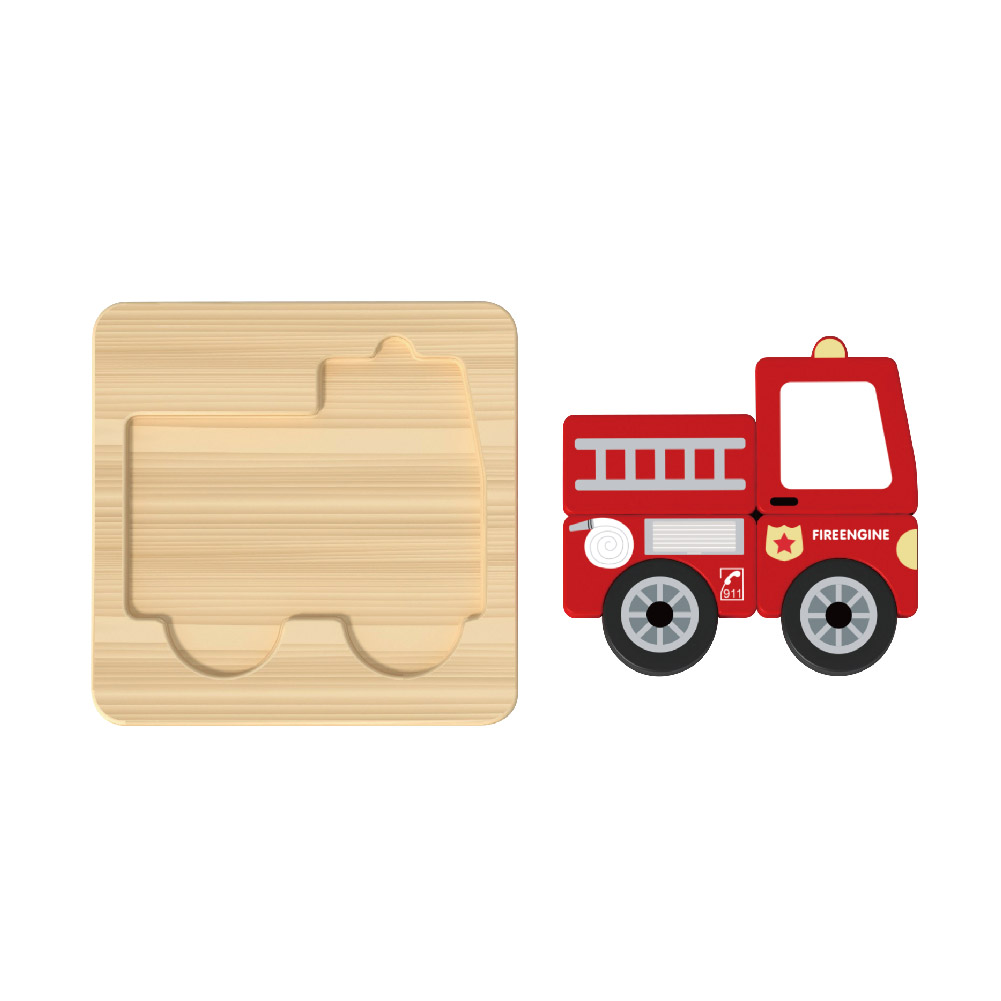 Wooden 3D puzzle Fireengine puzzle board children educational toys for boys and girls - Image 2